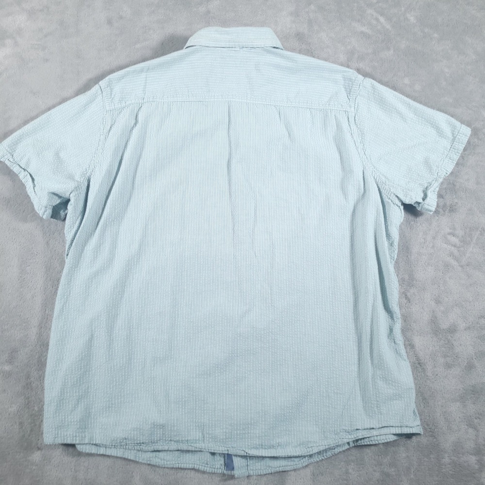 Eddie Bauer Shirt Mens 2XL Green Seersucker Short Sleeve Button Up Classic Fit - Picture 9 of 10